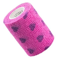 Apteczki i materiały opatrunkowe - Vitammy Autoband serduszka fioletowe 7,5cm x 450cm Elastyczny bandaż kohezyjny samoprzylepny - miniaturka - grafika 1