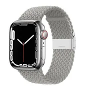 Akcesoria do zegarków - CRONG Pasek pleciony Wave Band do Apple Watch 42/44/45 mm (jasny szary) - miniaturka - grafika 1