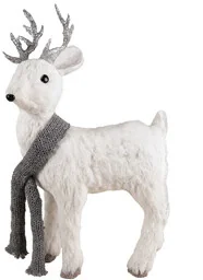 Figurka Biały Renifer - 38 cm - 1 szt. - Ozdoby bożonarodzeniowe - miniaturka - grafika 1