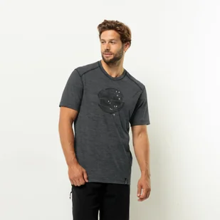 Męska koszulka z wełny merino Jack Wolfskin KAMMWEG GRAPHIC S/S M phantom - XXL - Bielizna sportowa męska - miniaturka - grafika 1