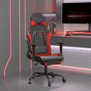 Fotele gamingowe - Lumarko Masujący fotel gamingowy z podnóżkiem czarno-czerwony - miniaturka - grafika 1