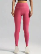 Legginsy - Bezszwowe sportowe legginsy damskie - Różowy - miniaturka - grafika 1