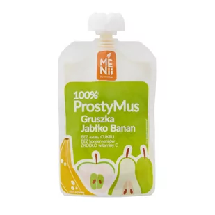 Prosty Mus 100% Gruszka, Jabłko, Banan Menii 100 g - Koncentraty warzywne, przeciery - miniaturka - grafika 1