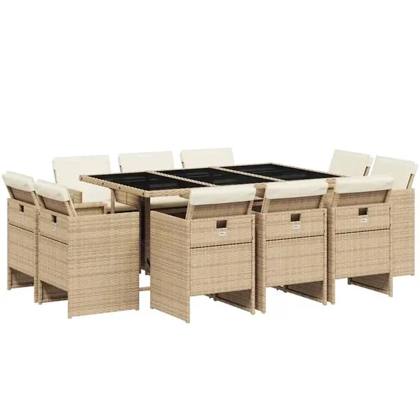 Zestaw mebli ogrodowych beżowo-czarny, rattan PE, wymiary 165 x 106 x 73 c
