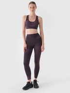 Spodnie sportowe damskie - Damskie legginsy treningowe 4F 4FWAW24TFTIF285 - fioletowe - miniaturka - grafika 1