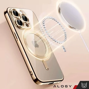Etui MagSafe Case do iPhone 15 Pro Glamour Luxury obudowa Slim Ring Alogy Złote przezroczyste - Etui i futerały do telefonów - miniaturka - grafika 3