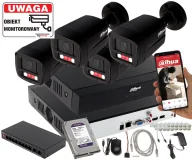 Zestawy do monitoringu - Zestaw 4 kamery IPC-HFW1439TL1-A-IL-Black Smart Dual Light + Rejestrator + Dysk + Switch PoE - miniaturka - grafika 1
