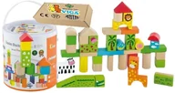 Zabawki sensoryczne - KLOCKI DREWNIANE ZOO proste tradycyjne zwykłe VIGA Wysoka Jakość 50el Wiaderko 2+ zabawka montessori - miniaturka - grafika 1