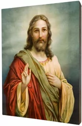 Jezus - obraz religijny na desce lipowej - Ikony i obrazy sakralne - miniaturka - grafika 1