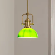 Lampy sufitowe - Lampa wisząca Platino, złoty/zielony, szkło, 1-punktowa, E27 Platino Jupiter, możliwość ściemniania, mosiężny / złoty, salon / jadalnia, metal - miniaturka - grafika 1