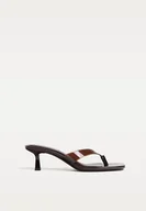 Sandały damskie - Stradivarius Sandały na obcasie winylowe BRĄZOWY 38 - miniaturka - grafika 1