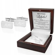 Spinki do mankietów i krawatów - Srebrne Spinki do Mankietów Koszuli 925 z Grawerem na Pożegnanie Księdza - miniaturka - grafika 1