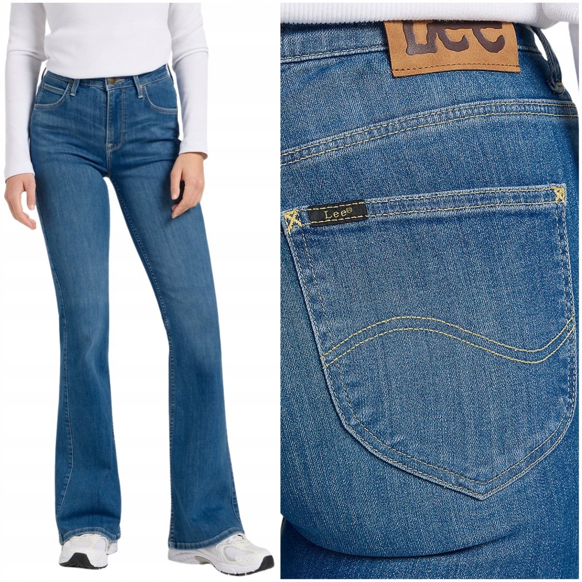 Lee Breese flare Deep Hum wysokie damskie spodnie jeansowe dzwony W28 L33