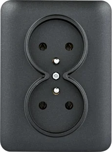Hager Gniazdo z/u podwójne monoblok LUMINA - czarny mat - Gniazdka elektryczne - miniaturka - grafika 1