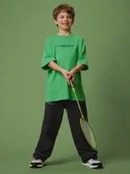 Koszulki dla chłopców - 4F T-shirt loose z nadrukiem chłopięcy - zielony 158/164 (12-14 lat) - miniaturka - grafika 1