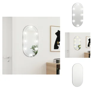 vidaXL Lustro z oświetleniem LED 80x40 cm szklane owalne - Lustro - Lustra - miniaturka - grafika 1