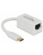 Kable miedziane - Delock Adapter USB-C 3.1 Gen 1 (wtyczka) RJ-45 Gigabit LAN, biały 65906 - miniaturka - grafika 1