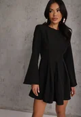 Sukienki - Czarna Rozkloszowana Sukienka VICES z Rozszerzanymi Rękawami Natileza - Renee - miniaturka - grafika 1