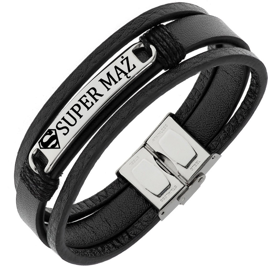 Szeroka skórzana męska bransoletka Music
