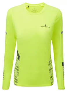 Koszulki sportowe damskie - RONHILL Koszulka do biegania damska z długim rękawem WOMENS TECH AFTERHOURS L/S TEE fluo żółta - grafika 1