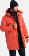 Kurtki męskie - Kurtka męska Ombre Długa ocieplana kurtka męska z odblaskowymi elementami pomarańczowa V1 OM-JALJ-0169 XL - miniaturka - grafika 1