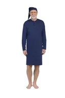 Piżamy damskie - KOSZULA NOCNA MĘSKA XL DŁUGI RĘKAW BAWEŁNIANA DLA TATY DZIADKA GRANATOWA - miniaturka - grafika 1