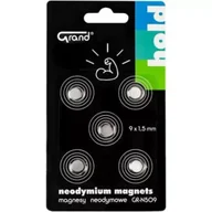 Akcesoria do tablic - Magnesy neodymowe GR-N509 9mm 5szt GRAND - miniaturka - grafika 1
