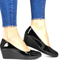 Półbuty damskie - DAMSKIE PÓŁBUTY NA KOTURNIE ENPLUS ZS993-1 CZARNE LAKIEROWANE - miniaturka - grafika 1