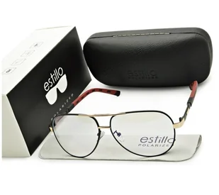 Męskie okulary pilotki zerówki do komputera BLF filtr EST-132K-16 Estillo - Okulary korekcyjne, oprawki, szkła - miniaturka - grafika 1