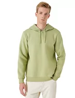 Bluzy męskie - Koton Męska bluza z kapturem z długim rękawem, Zielony (800), XL - miniaturka - grafika 1