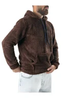 Bluzy męskie - TRENDYOL MAN BLUZA MĘSKA Z KAPTUREM PLUSZOWA BRĄZOWA DŁUGI RĘKAW S 5DA - miniaturka - grafika 1