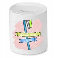 Skarbonki - SKARBONKA DLA DENTYSTY SMILE AND BE HAPPY PREZENT z Nadrukiem ze Zdjęciem + Opakowanie na prezent (wzór 01) - miniaturka - grafika 1