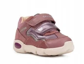 Półbuty damskie - Geox Półbuty Skórzane Różowe Na Rzepy Dla Dziecka 24 Jnb - miniaturka - grafika 1