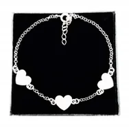 Bransoletki - Bransoletka trzy SERCA SERCE GRAWER SREBRO 925 - miniaturka - grafika 1