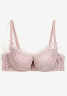 Biustonosze - Ciemnoróżowy Biustonosz Typu Push-Up w Kwiatowy Wzór Rivatra - miniaturka - grafika 1