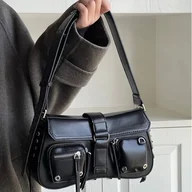 Inne - TEMU Modna Torba Na Ramię W Stylu Punkowym, Torba Pod Pachami Z Wieloma Kieszeniami Y2K, Modna Torebka I Torebka Damska - miniaturka - grafika 1