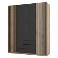 Szafy - Szafa z lamelami KAJA EV/BL-EV 2LAM2F3S Czarny, dąb evoke - miniaturka - grafika 1