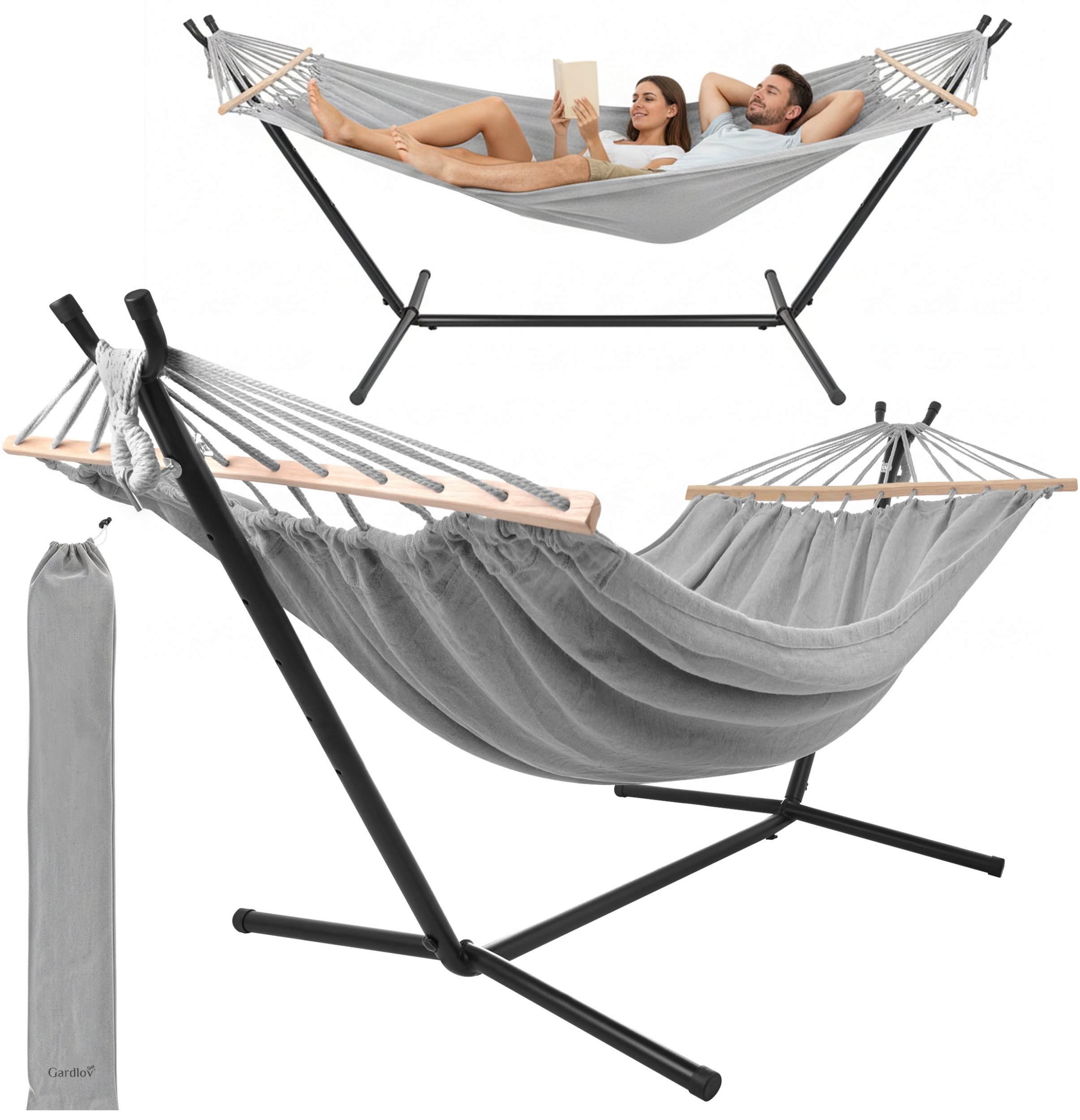 Iso Trade Hamak ogrodowy 200x150cm Gardlov ze stelaem 27293