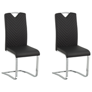 Krzesła - Beliani Zestaw 2 krzeseł do jadalni ekoskóra czarny PICKNES - miniaturka - grafika 1