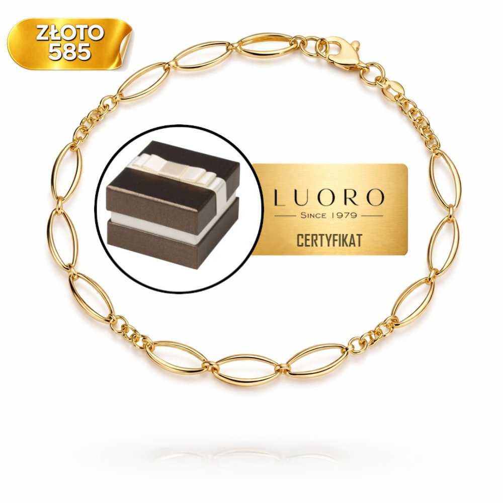 BRANSOLETKA ZŁOTA 585 14K POTRÓJNE OWALE 18,5 CM ELEGANCKA SUBTELNA