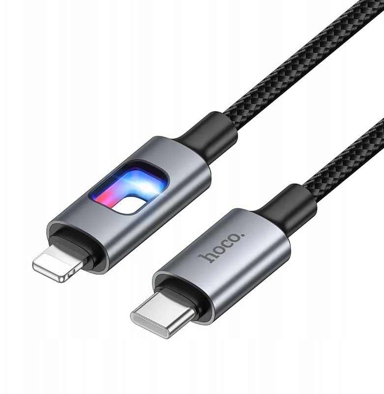 Hoco Kabel USB z diodami LED USB C do Lightning Hoco PD 27W 1,2 m U144 czarny