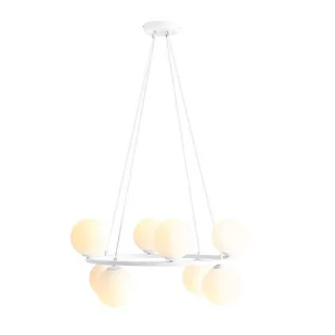Biała wisząca lampa Corone 8 ze szklanymi kloszami - Oprawy, klosze i abażury - miniaturka - grafika 1