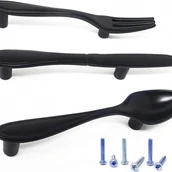 Zawiasy, okucia i inne akcesoria - Uchwyt - Stop cynku - do szafek, szuflad -3 sztuki - 3 cale - czarne - miniaturka - grafika 1