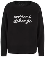 Swetry damskie - Armani Exchange Damski sweter z dzianiny z przodu logo Wool Blend, czarny, M - miniaturka - grafika 1