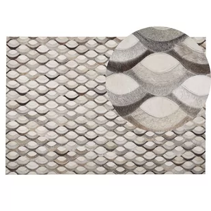 Beliani Dywan patchworkowy skórzany 140 x 200 cm brązowo-beżowy KIRCA - Dywany - miniaturka - grafika 1