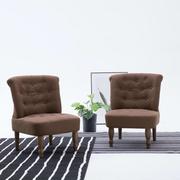 Fotele - vidaXL Krzesło w stylu francuskim, brązowe, materiałowe - miniaturka - grafika 1