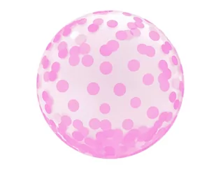 Godan Balon kryształowy z nadrukiem różowego konfetti  - 45 cm - 1 szt. KR-18RG - Baby shower i roczek - miniaturka - grafika 1