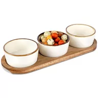 Talerze - Miseczki Na Przekąski Ceramiczne Białe 4 El. Talerz Na Przystawki - miniaturka - grafika 1