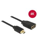 Kable - Delock Kabel HDMI Kabel Ethernet A micro D Bu/St 0.20m 3D 4K sli 65687 - miniaturka - grafika 1