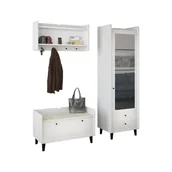 Meble do przedpokoju - Zestaw Mebli do Przedpokoju 8 Dolce MebloCross Sonoma Jasna / Biały Połysk, Eco Beż - miniaturka - grafika 1